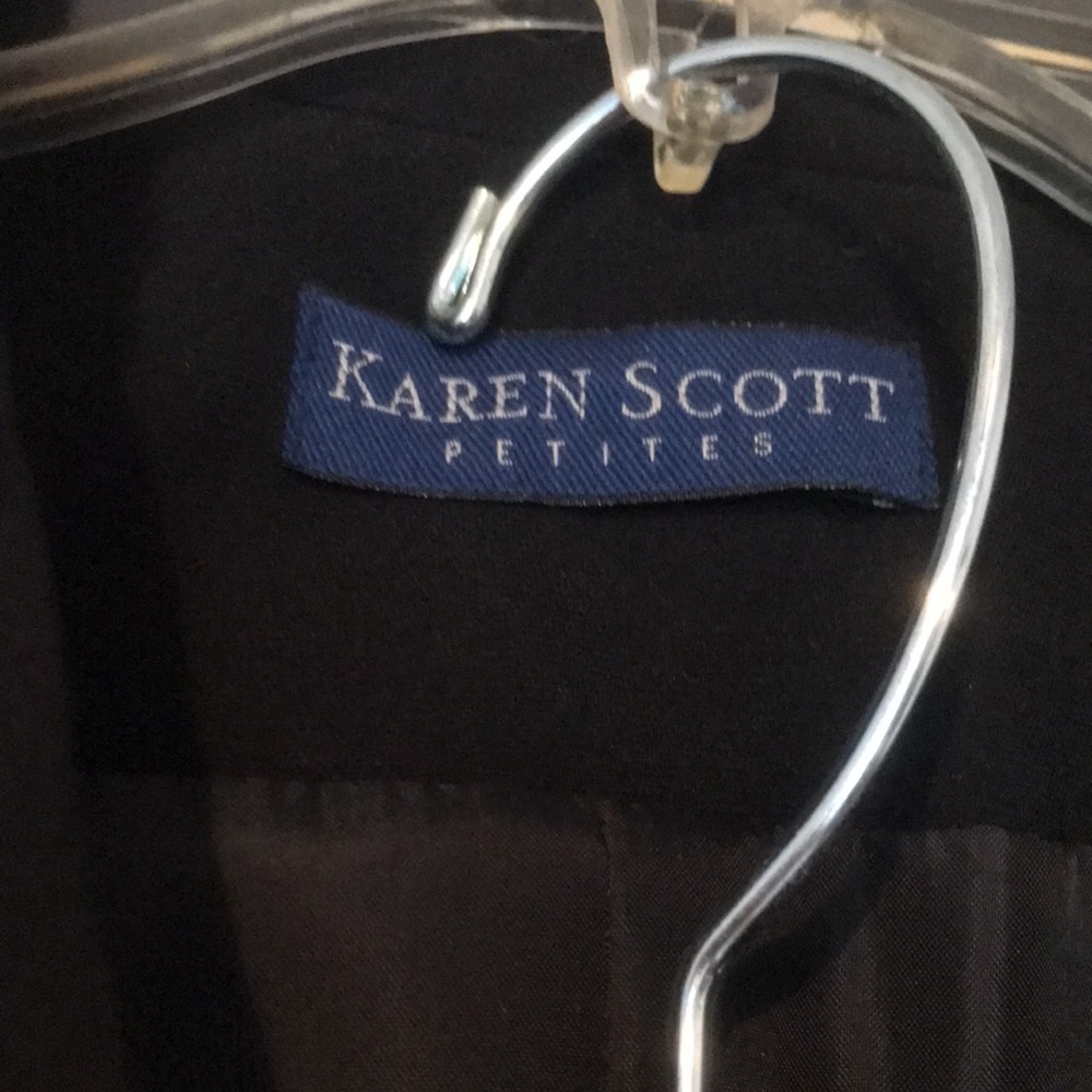 Karen Scott 3 pc black lined set, 8p pants NWT, jacket&skirt used - Picture 3 of 14